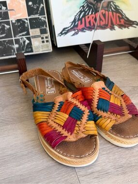 Multicolor Woven Leather Espadrille Sandals - Women